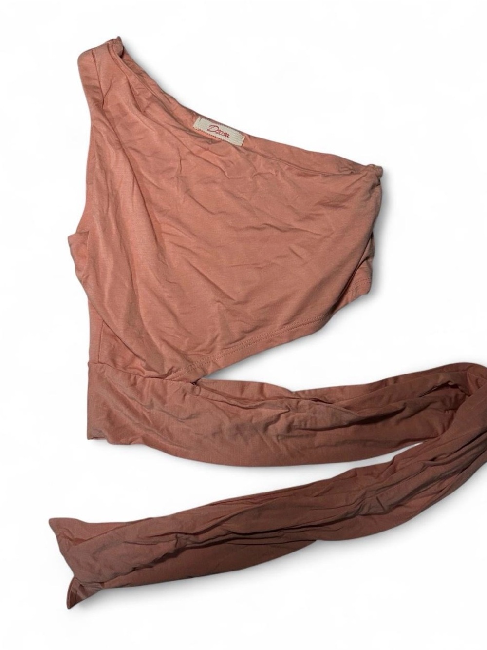 FashionTrends Peach One Shoulder Wrap Top